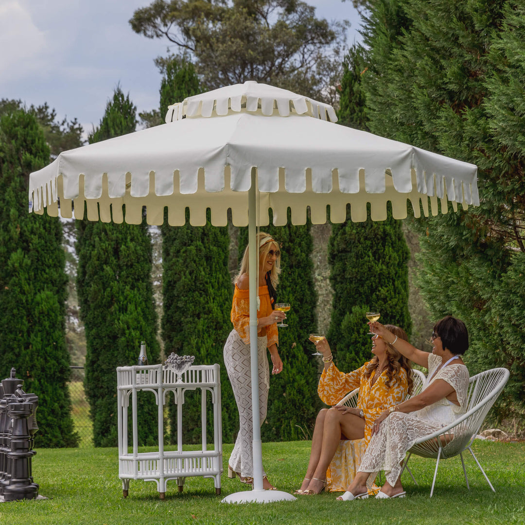 Double Tiered Ivory Mist Market Umbrella