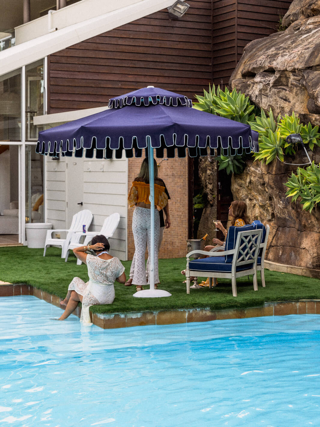 Double Tiered Midnight Navy Market Umbrella