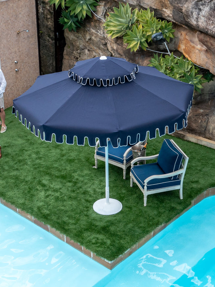 Double Tiered Midnight Navy Market Umbrella