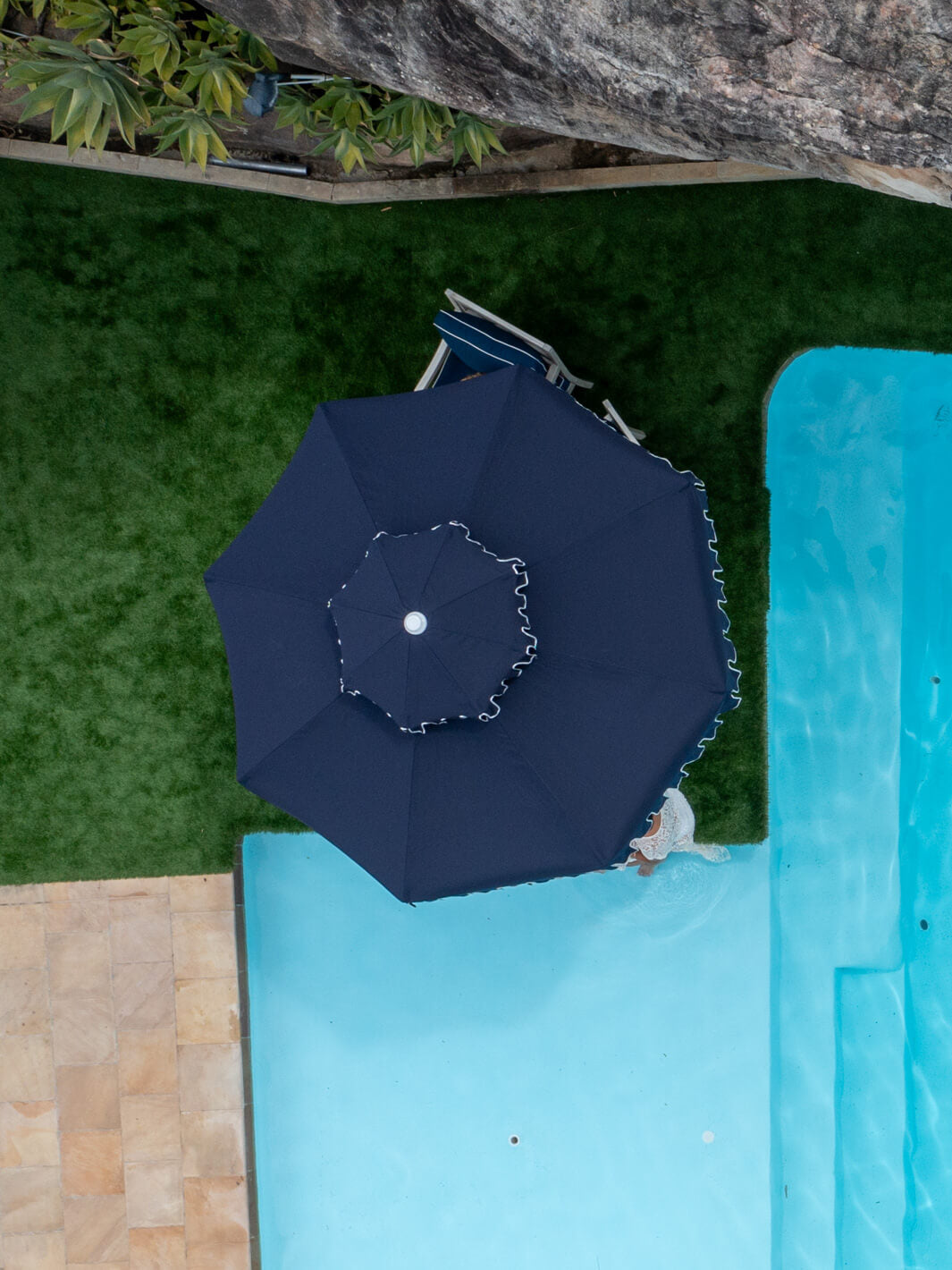 Double Tiered Midnight Navy Market Umbrella
