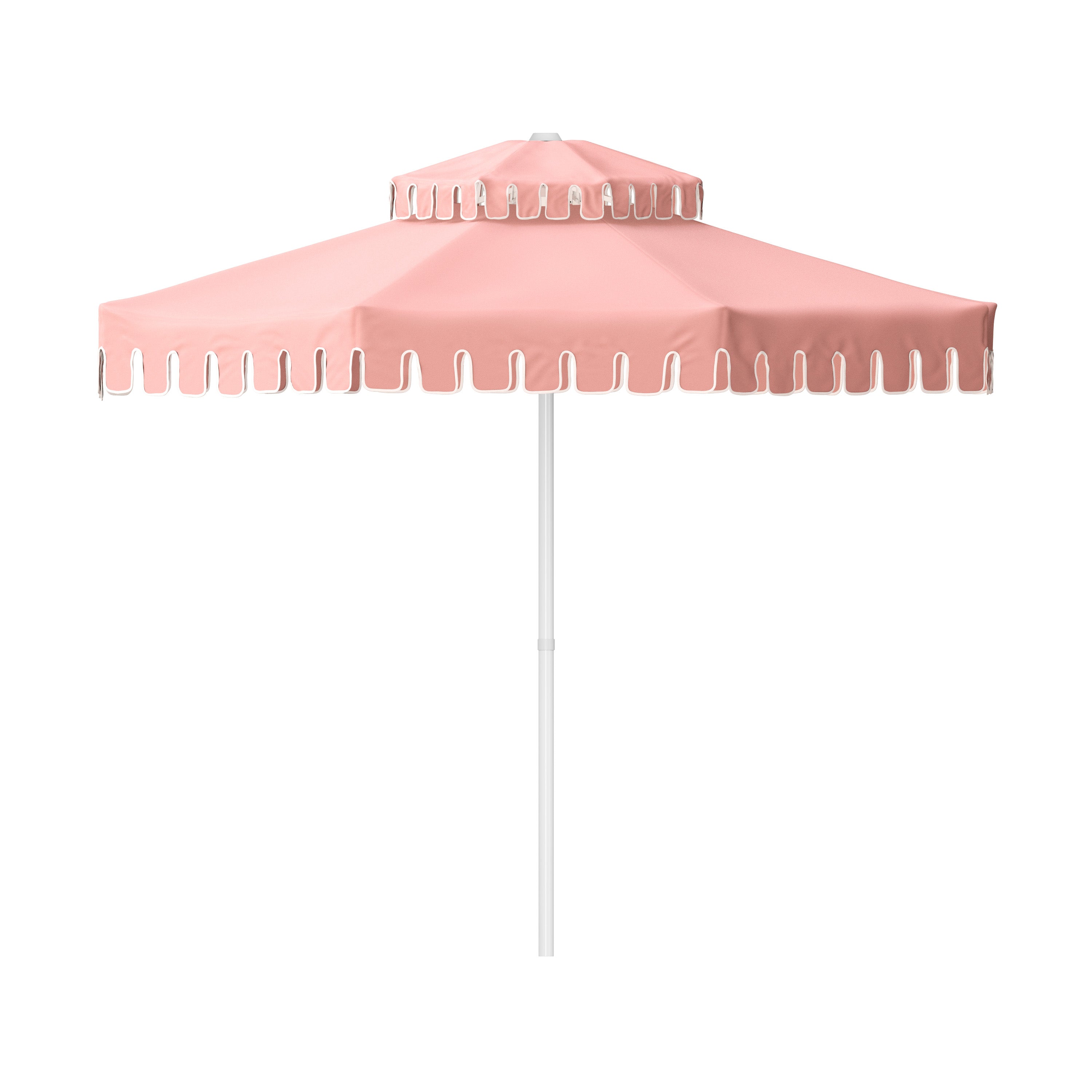 light pink patio umbrella Flamingo Blush Double Tier Umbrella – Retro Umbrella Co