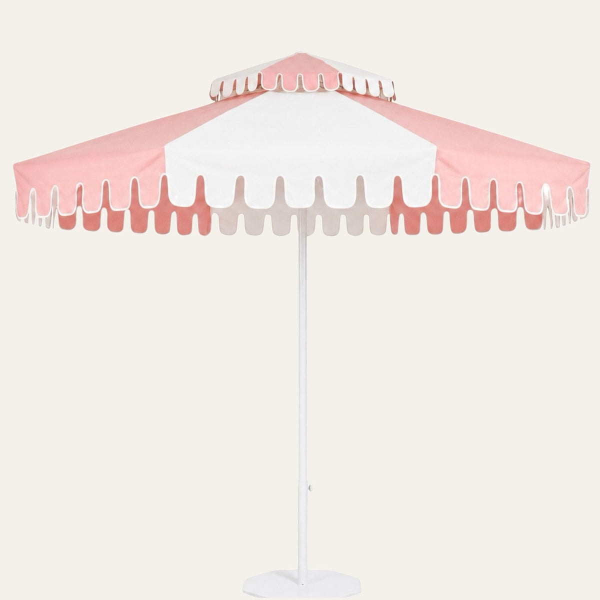 Powdered Blush double-tier market umbrella, studio photo