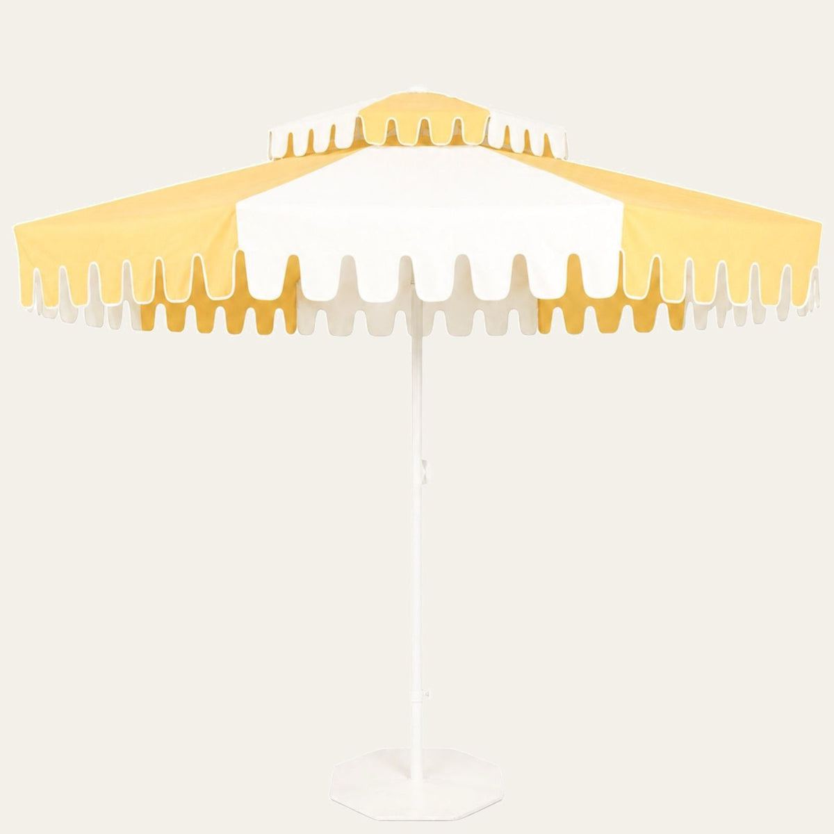 Salted Butter double-tier market umbrella, studio photo