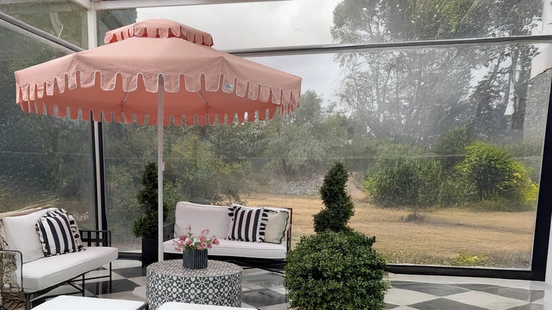 Palm Royale Poolside: How Immen Styled Her Flamingo Blush Umbrella