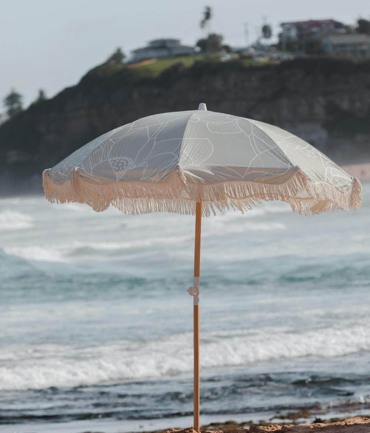 Pistachio Beach Umbrella with Tassels