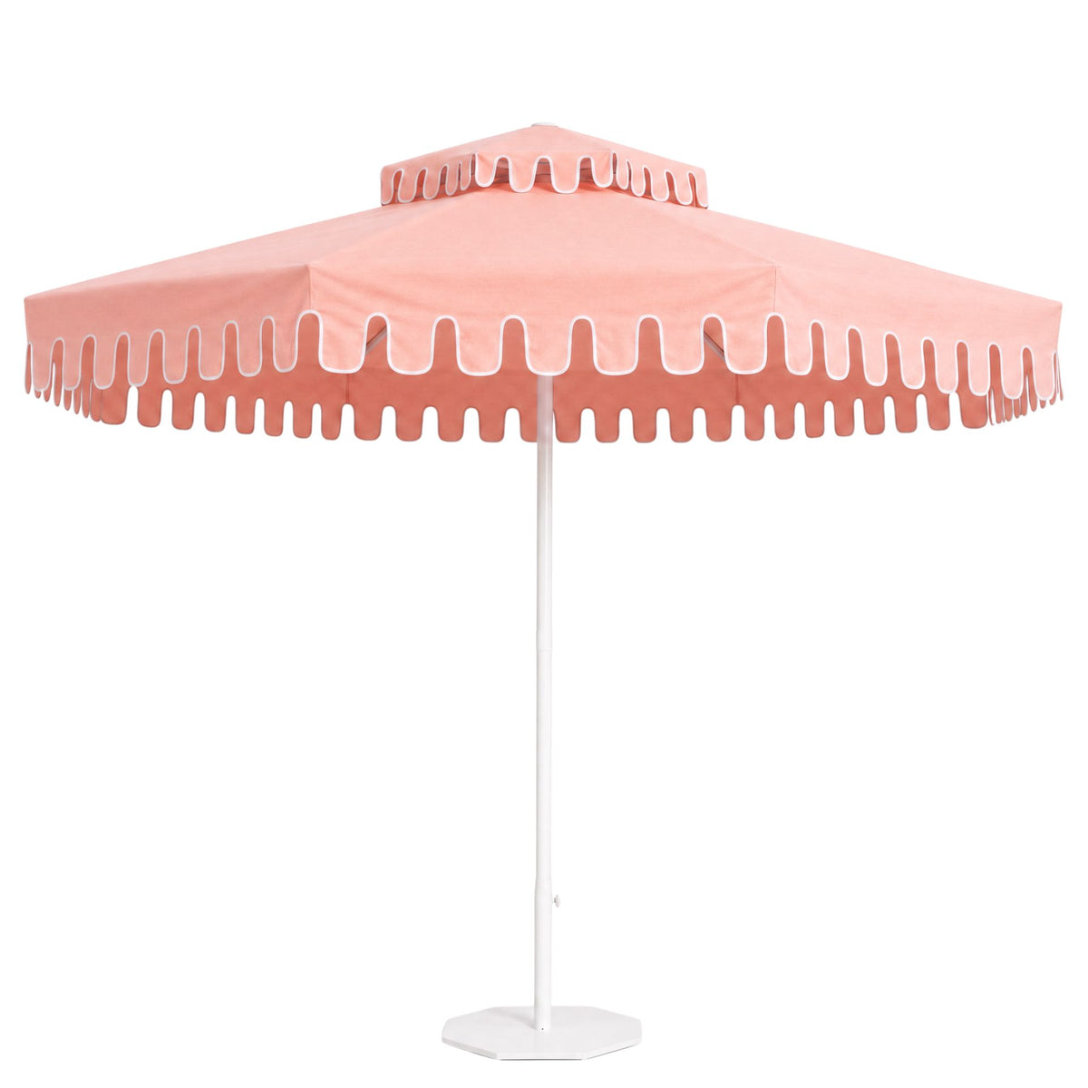 Double Tiered Flamingo Blush Market Umbrella