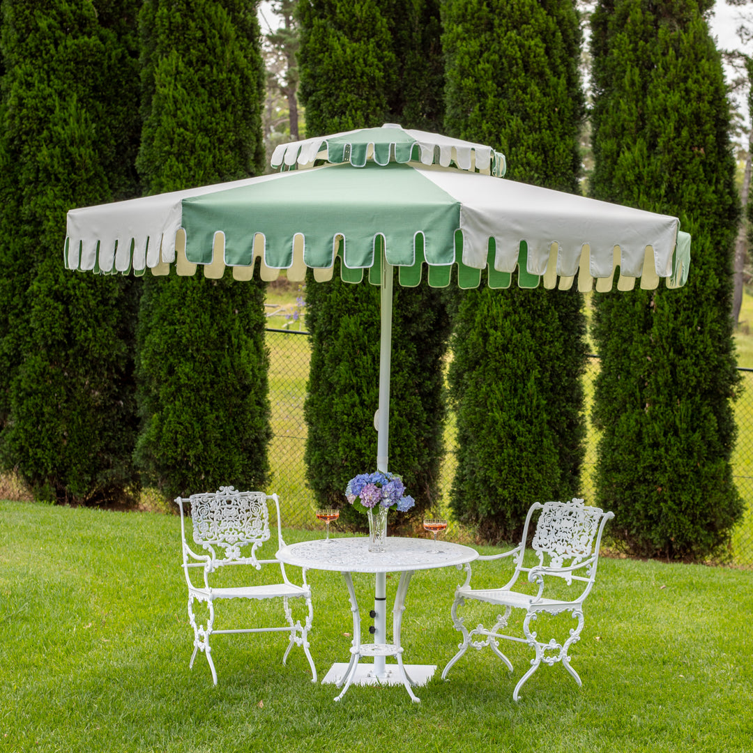 celery green patio umbrella Cactus Green Double Tier Umbrella – Retro Umbrella Co