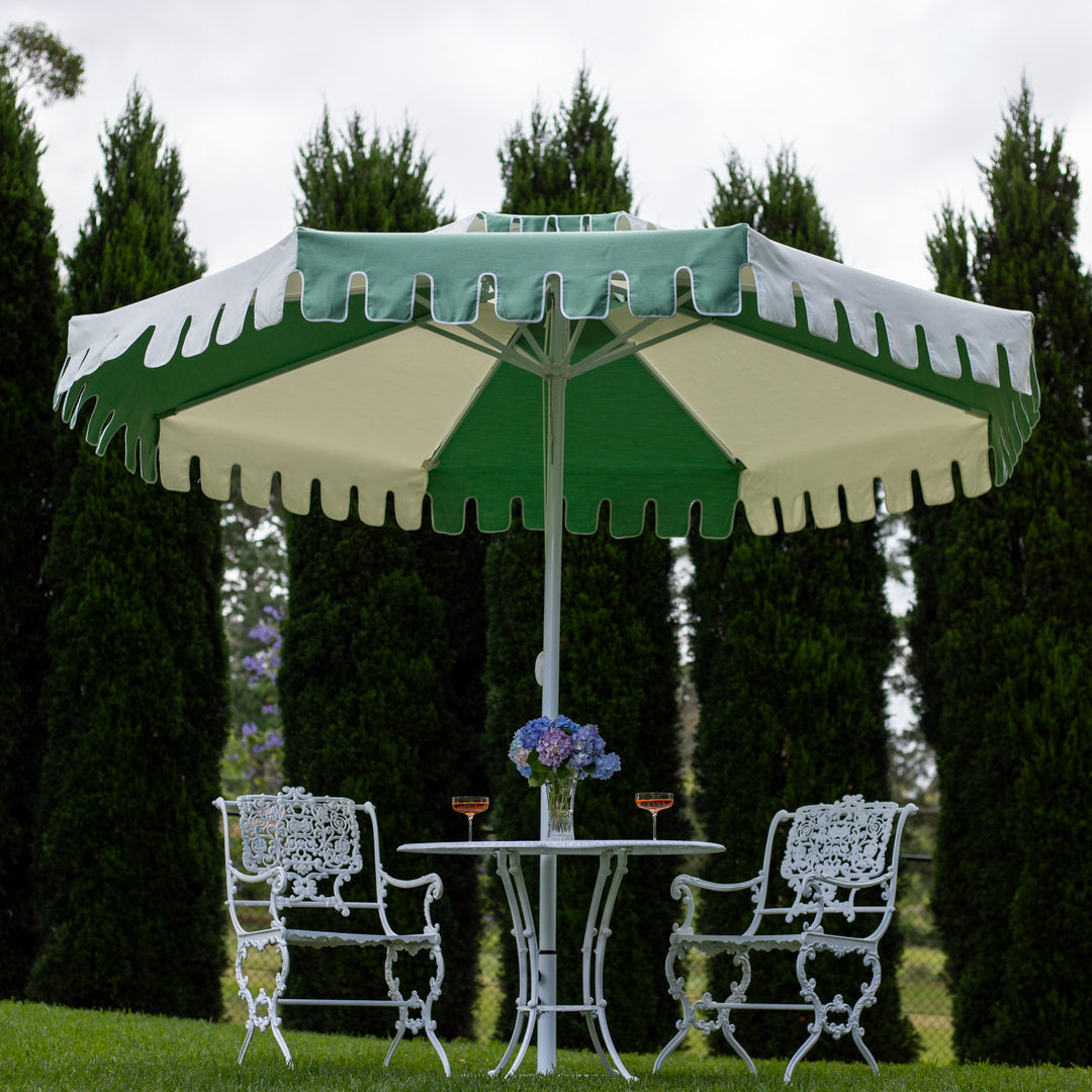 celery green patio umbrella Cactus Green Double Tier Umbrella – Retro Umbrella Co