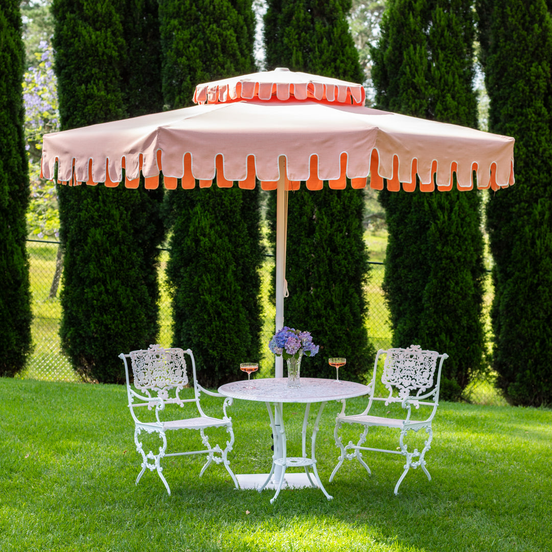 50's retro patio umbrella Flamingo Blush Double Tier Umbrella – Retro Umbrella Co