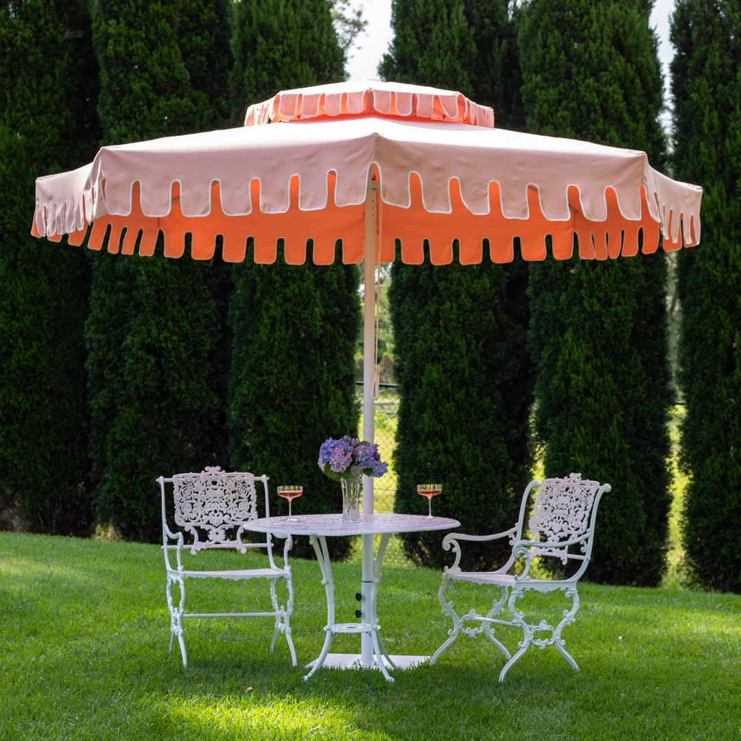 flamingo patio umbrella lights Flamingo Blush Double Tier Umbrella – Retro Umbrella Co