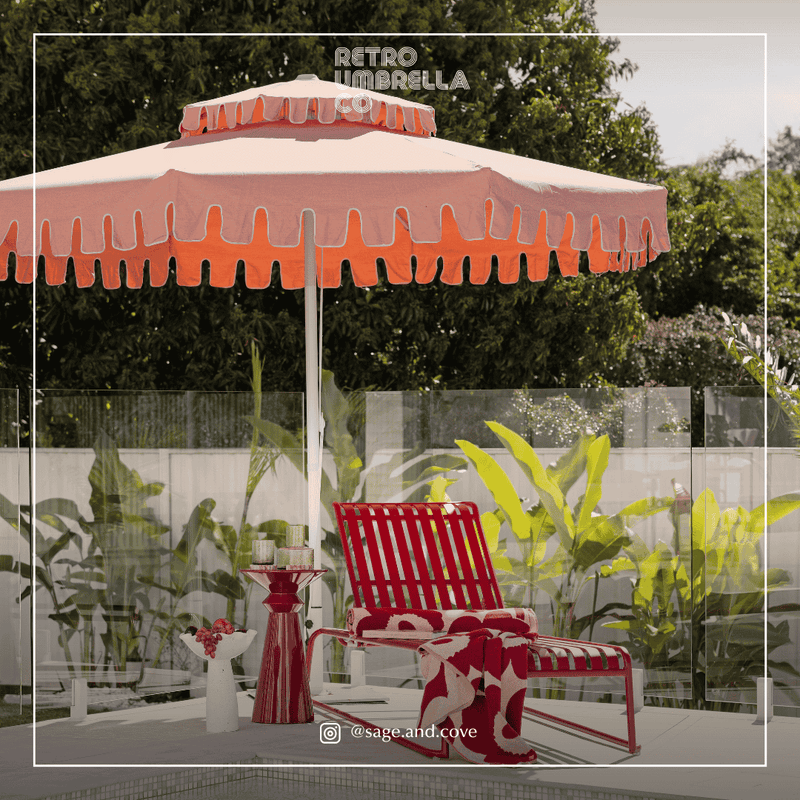 UGC of Double Tiered Flamingo Blush Market Umbrella