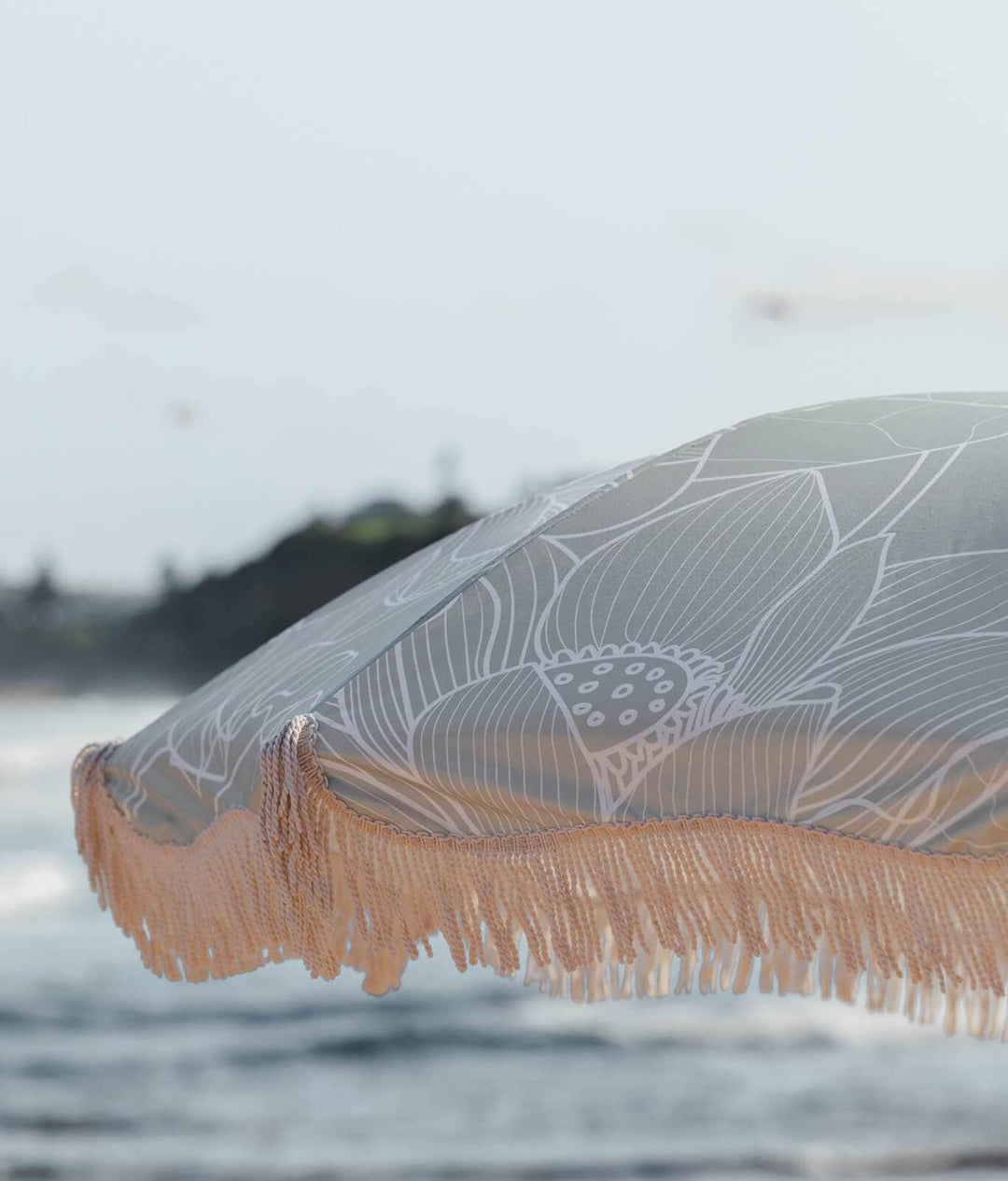Pistachio Beach Umbrella with Tassels