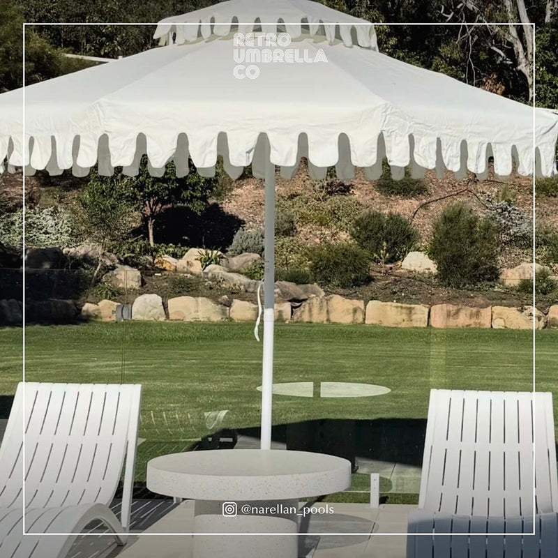 UGC of Double Tiered Ivory Mist Market Umbrella