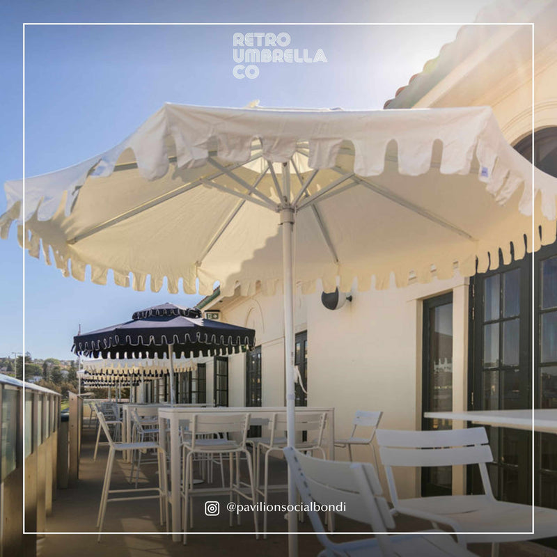 UGC of Double Tiered Ivory Mist Market Umbrella