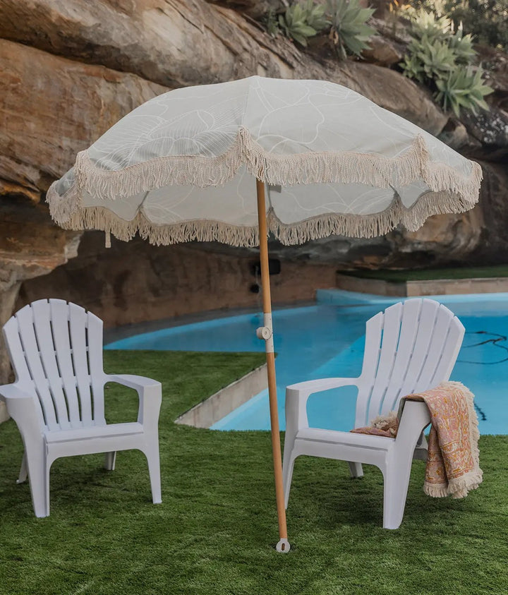 Pistachio Beach Umbrella with Tassels