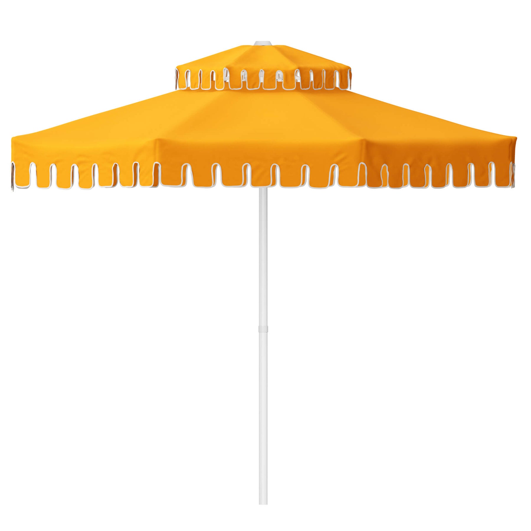 light yellow patio umbrella Double Tiered Golden Hour Market Umbrella (Yellow) – Retro Umbrella Co