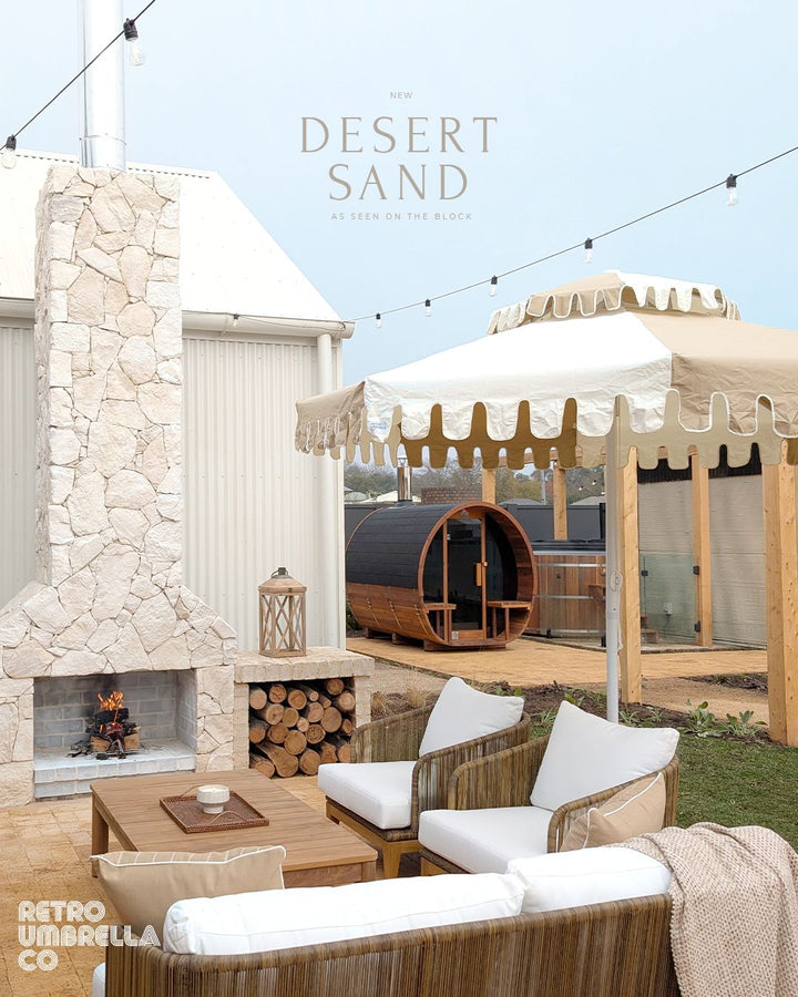 [PRE-SALE] Desert Sand Double Tier Umbrella- As Seen in Britt & Taz’s Backyard on The Block