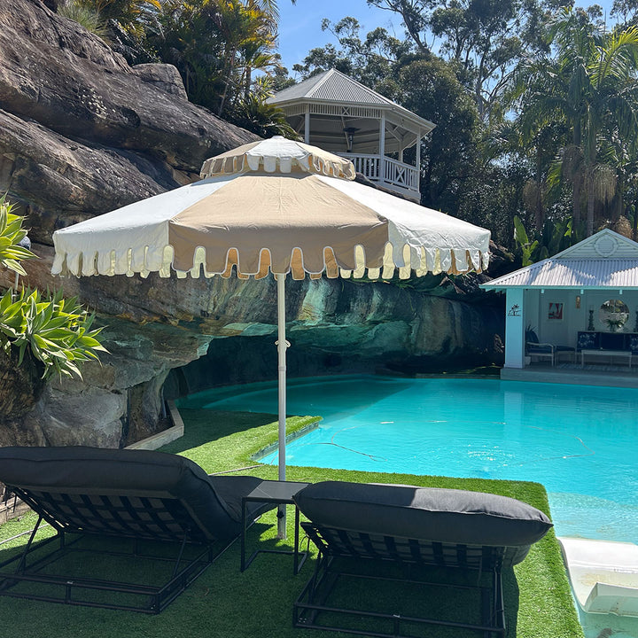 [PRE-SALE] Desert Sand Double Tier Umbrella- As Seen in Britt & Taz’s Backyard on The Block
