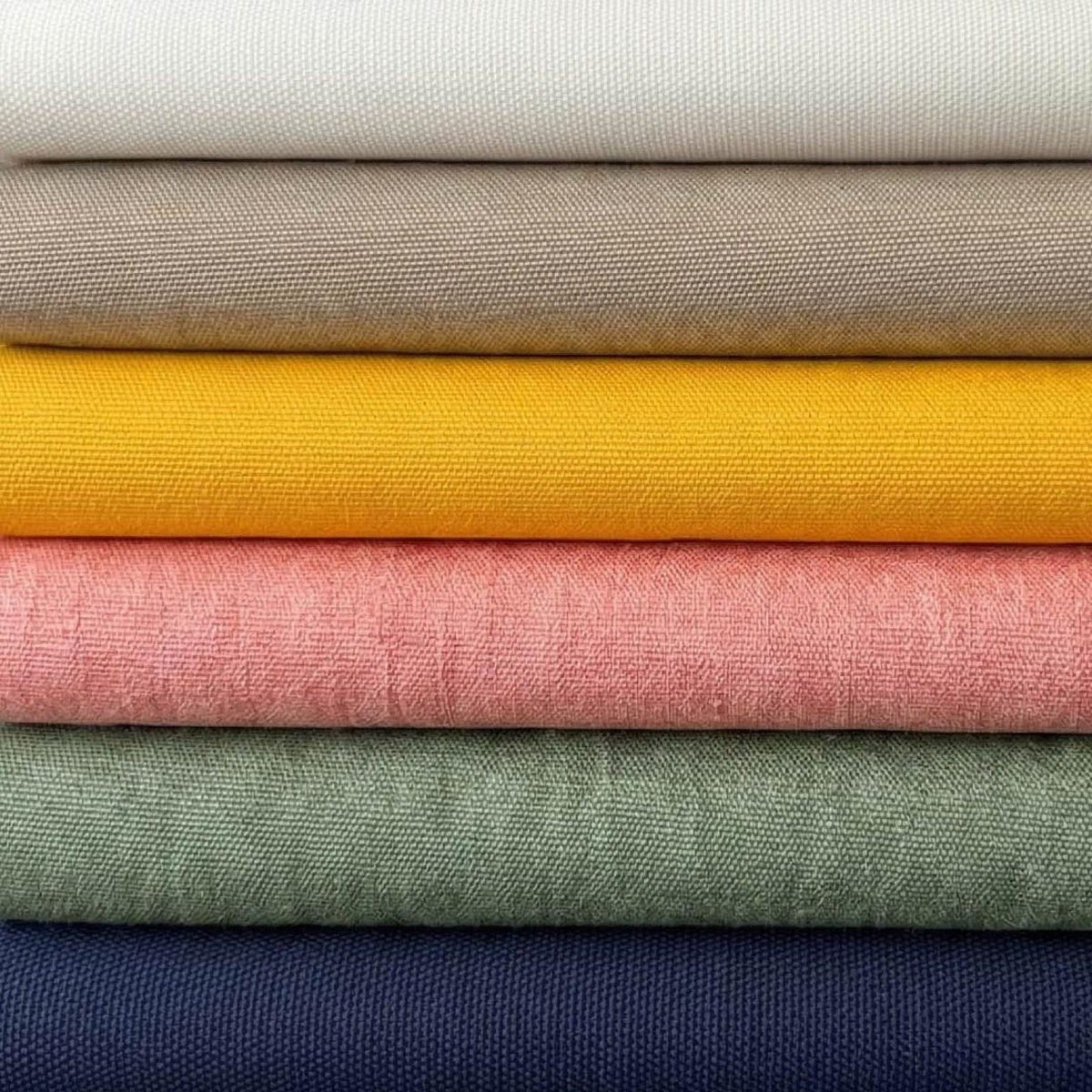 Folded canopy fabric in six colours